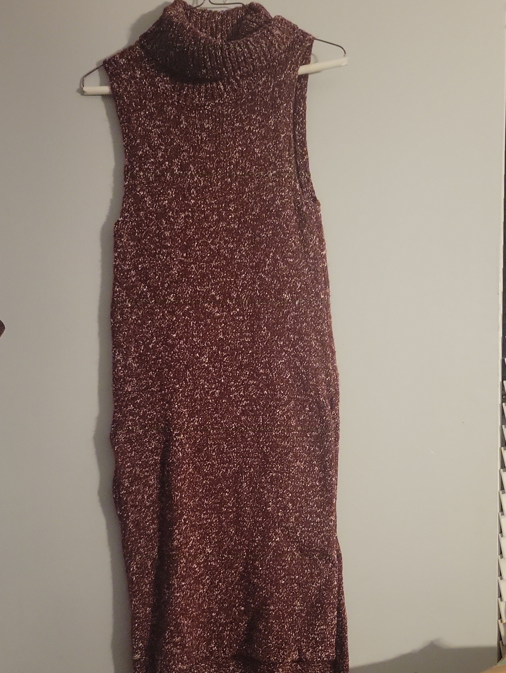 Anthropologie Maroon Speckled Sleeveless Turtleneck Midi Dress